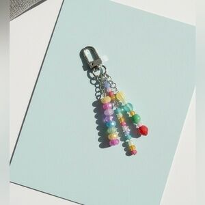 Multicolor Vibrant Handmade Beaded Bag Charm Keychain